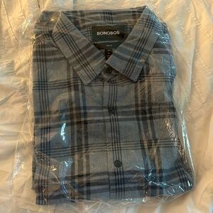 BONOBOS LONG SLEEVE GREY PLAID